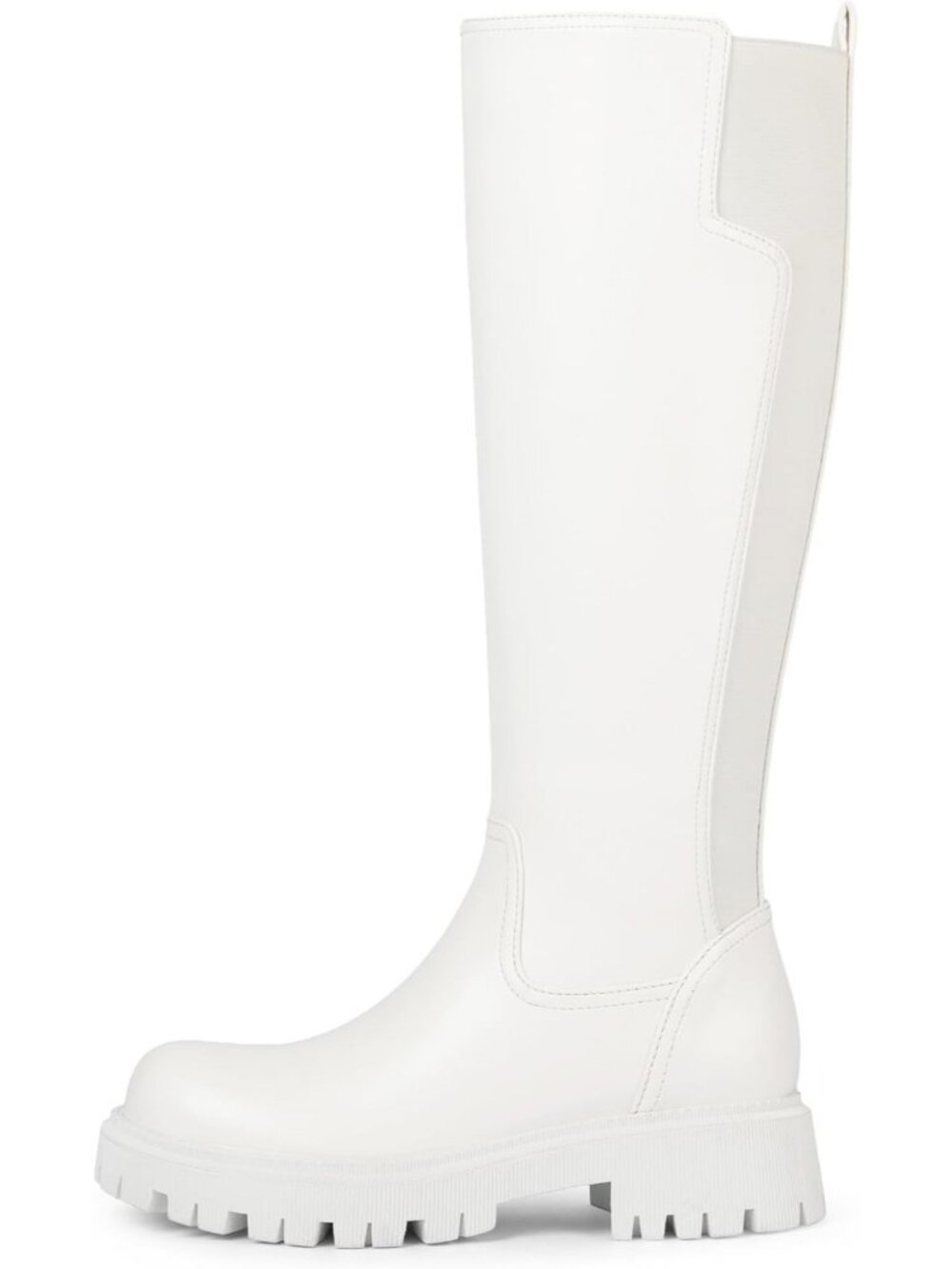 Women's White Platform Chunky Block Low Heel Tall Comfortable Knee High Boot